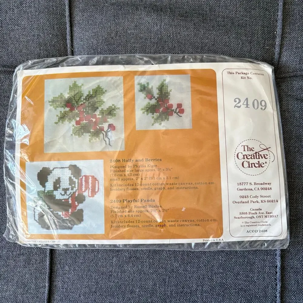 Playful Panda Vintage Counted Cross Stitch Kit by The Creative Circle - 1983